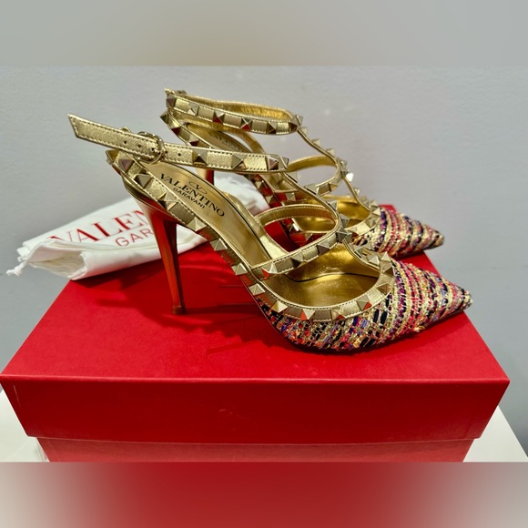 VALENTINO GARAVANI TWEED PUMP WITH STRAPS 100 MM - Picture 2 of 4